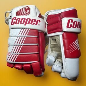 Cooper ASL50 Senior 15" Hockey Gloves Red White Detroit Carolina Pro NHL Vintage